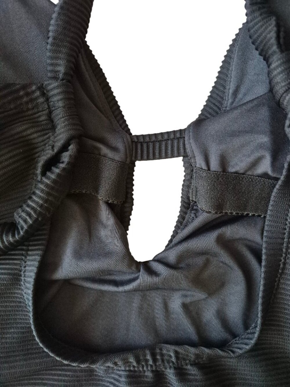 BCBG Paris Like New Adjustable Tie Back Keyhole One Piece Swimsuit Ribbed 2XL - Picture 7 of 16
